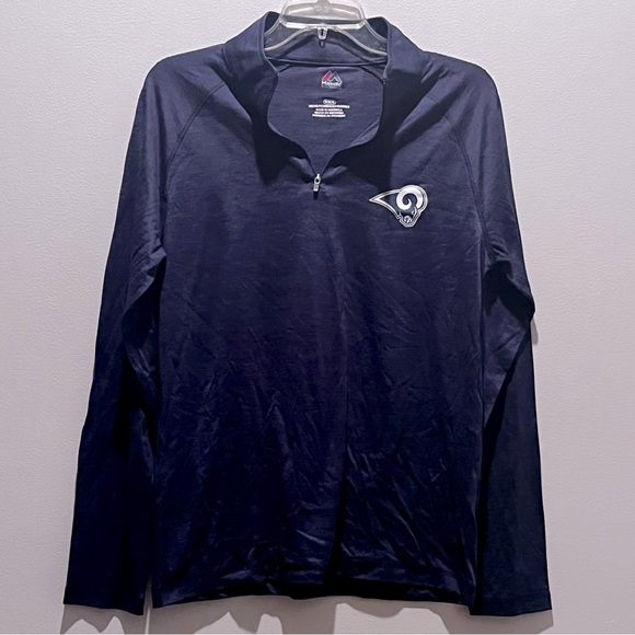 Majestic Other - 2/$30 LA RAMS Majestic Men's Navy Long Sleeve Slick Pullover Shirt Medium M